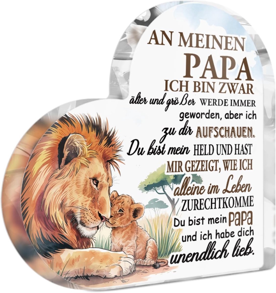 Decor Papa acryl hartdecoratie – liefdevolle tafeldecoratie met spreuk, cadeau voor vader