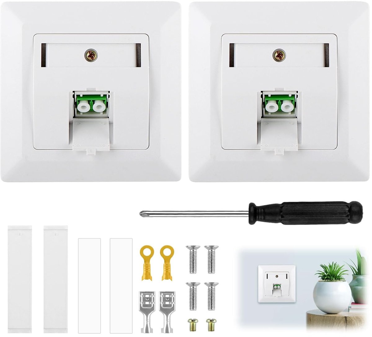 aansluitdoos 2 Duplex LC-APC Keystone LWL opbouwdoos wit voor FTTH, glasvezel inbouwdoos binnenshuis met LC/APC aansluiting, voor opbouwmontage