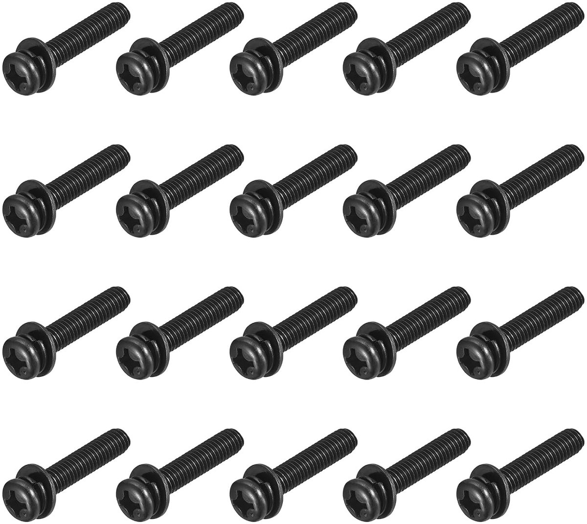 M6 x 30 mm schroevenset, 50 stuks roestvrijstalen schroeven, meubelschroeven, assortiment schroeven, machineschroeven, bouten gecombineerd met veerring en sluitringen voor reparaties