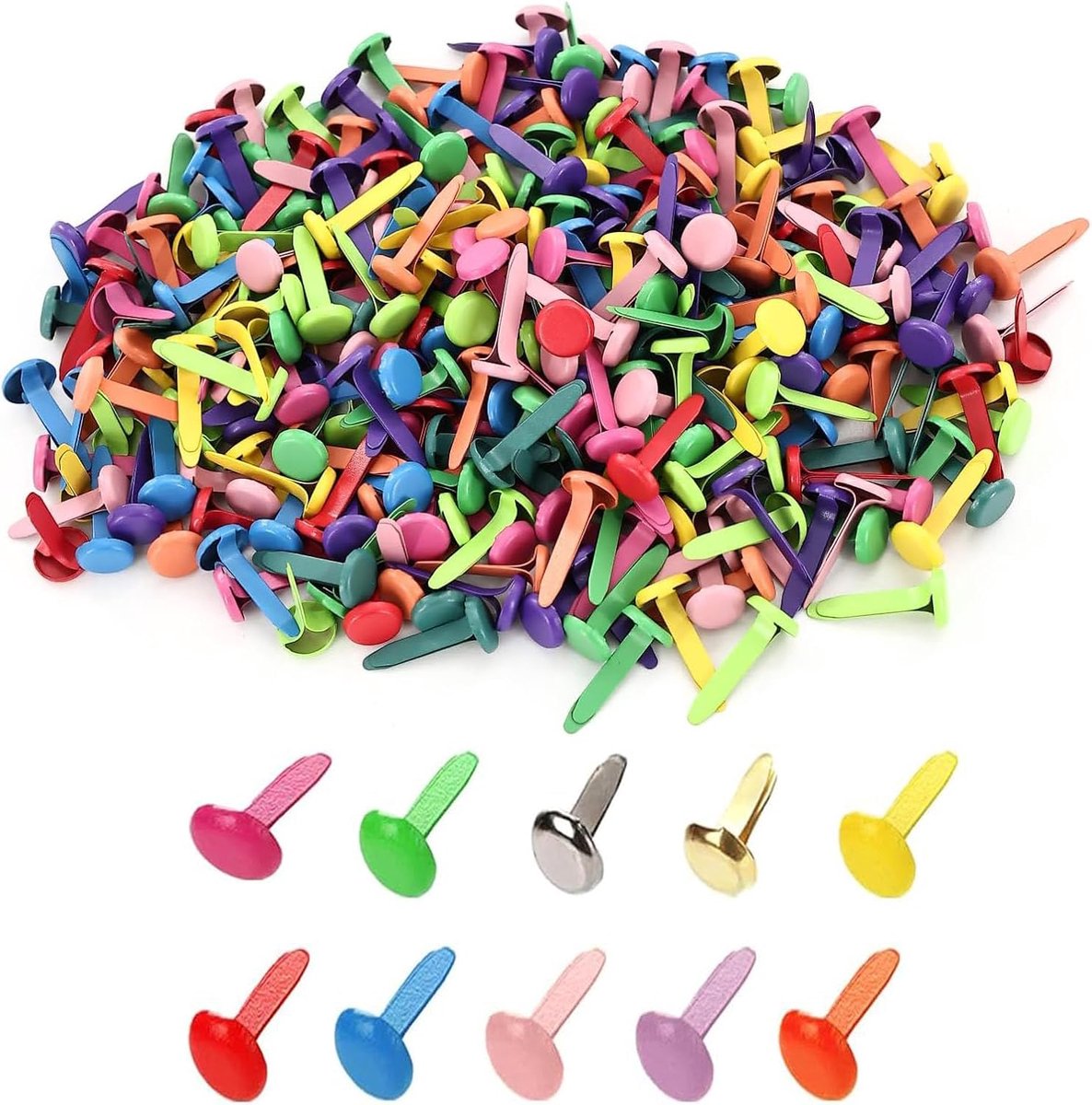200 stuks miniatuurkleurbinders met ronde punt, patroonzakklemmen, herbruikbare metalen clips met ronde punt, geschikt voor scholen, kantoren, papier, knutselwerk, doe-het-zelf, kaarten