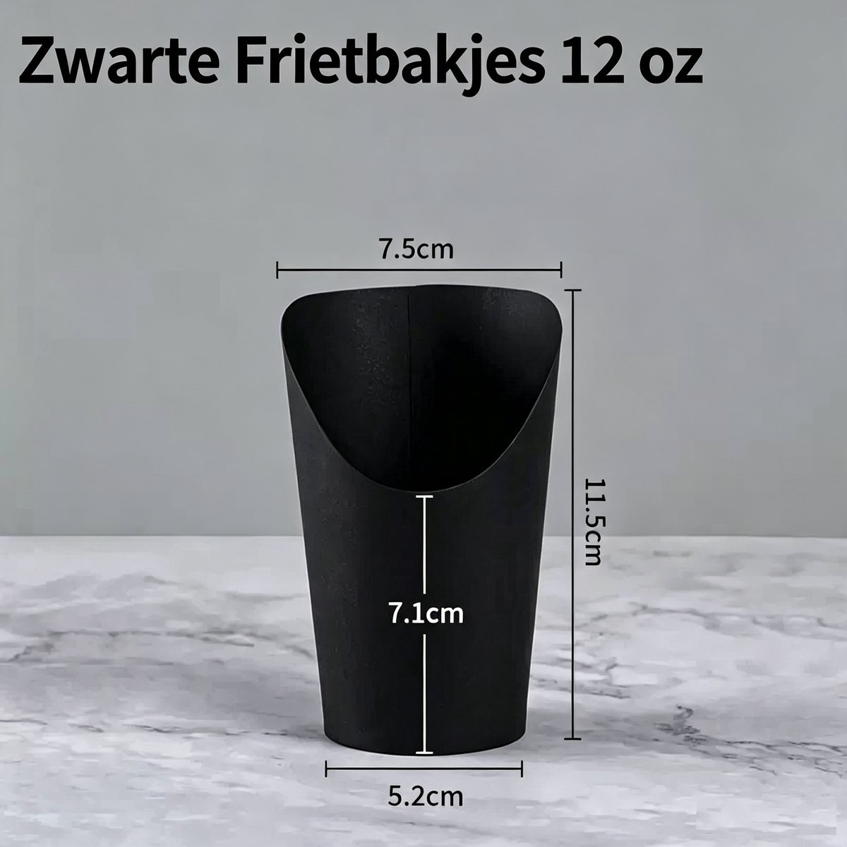 ATXANC Zwarte Frietbakjes 12 oz – 100 Stuks – Voor Friet, Snacks & Hapjes