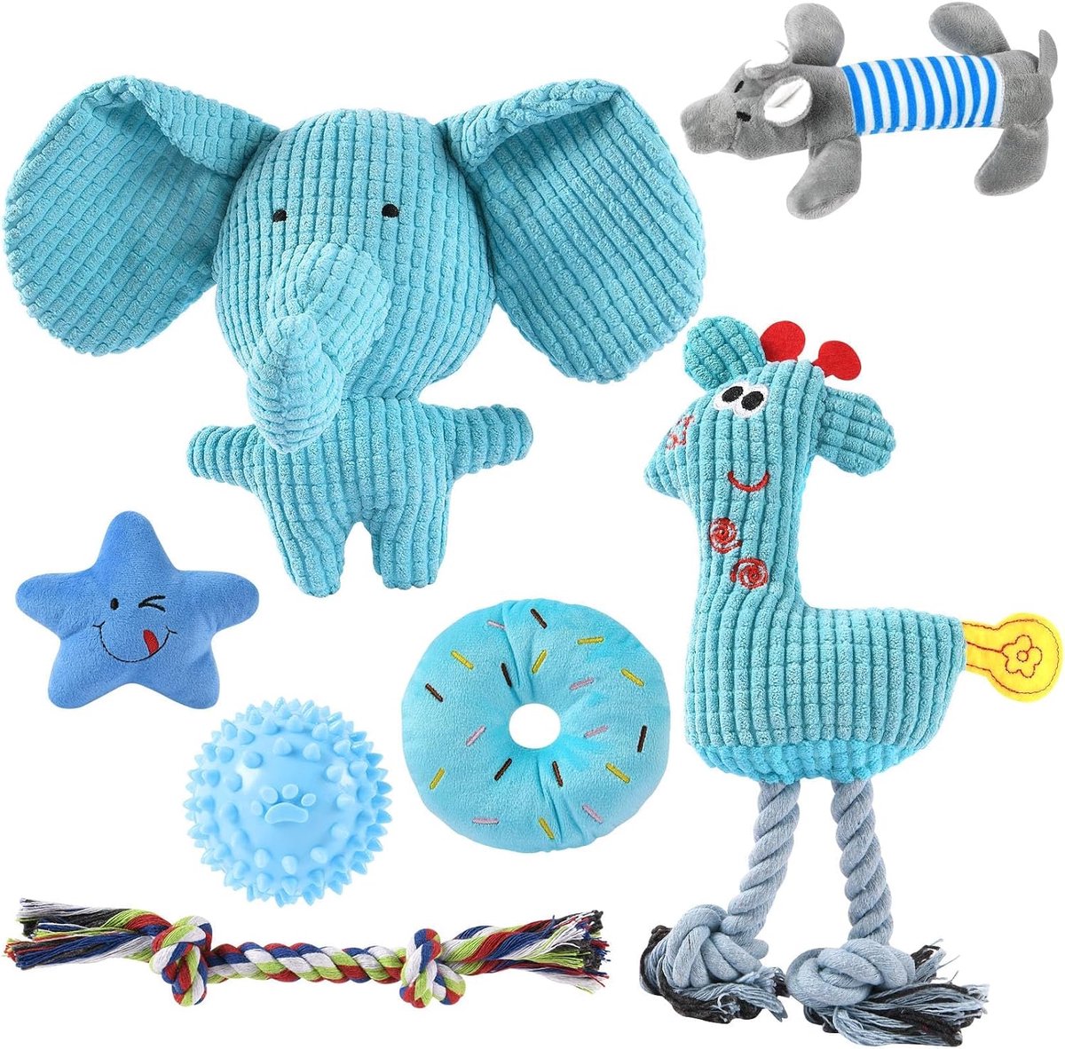 7 Pack Luxe Puppy Speelgoed voor Tandjes Krijgen Kleine Honden, Puppy Kauwspeelgoed met Pluche Piepend, Luxe Puppy Speelgoed met Bal en Meer Touw, Puppy Tandjes Speelgoed voor Kleine Medium