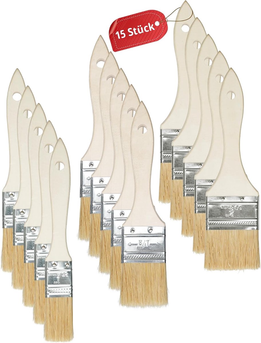 Platte penselen, schilderkwasten, set 25,4 / 38,1 / 50,8 mm brede platte penselen, schilderbenodigdheden, kwastenset, lazuurkwast, lazuurkwast, lazuurkwast, lazuurkwast, lazuurverf, muurverf
