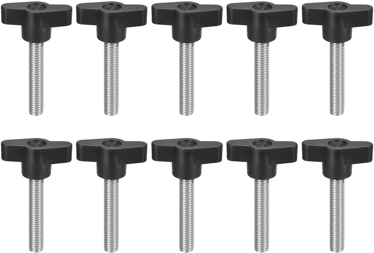 10 stuks spanschroefknopen, M8 x 40 mm, metrisch, 304 roestvrij staal, T-vormige duimschroeven, handvat voor snel verwijderen, handvasttrekken, knopset