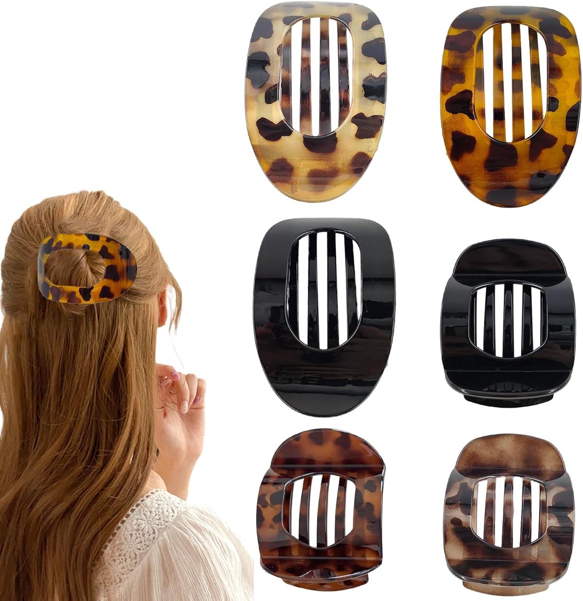 6 stuks platte haarspelden voor dames, platte klauw clip, haarclips voor dames, antislip platte haarclips
