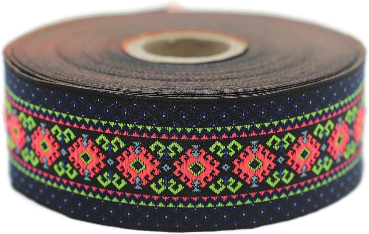 geweven jacquard-lint, marineblauw en groen, mozaïek, 10 m x 35 mm, rollen borduurlint voor naaien, decoratie 35997-V1