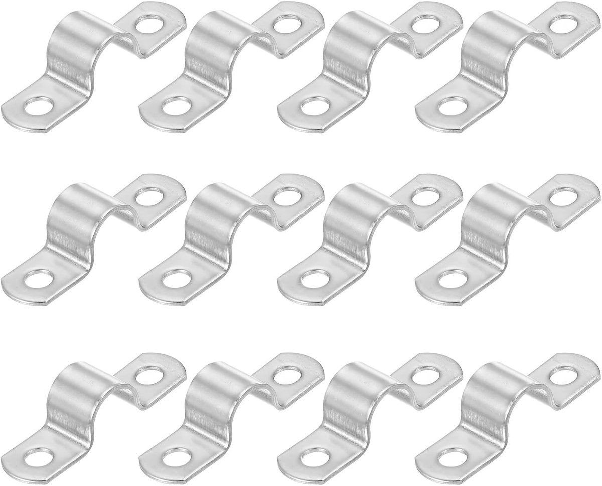 4/9 "(12 mm) Stijve Pijp Strap, 12 Stks 304 Roestvrij Staal Buis Klem 2 Gaten Dikker U Beugel Pijp Klem Buis Strap Voor Pijp Kabel Draad Bevestiging