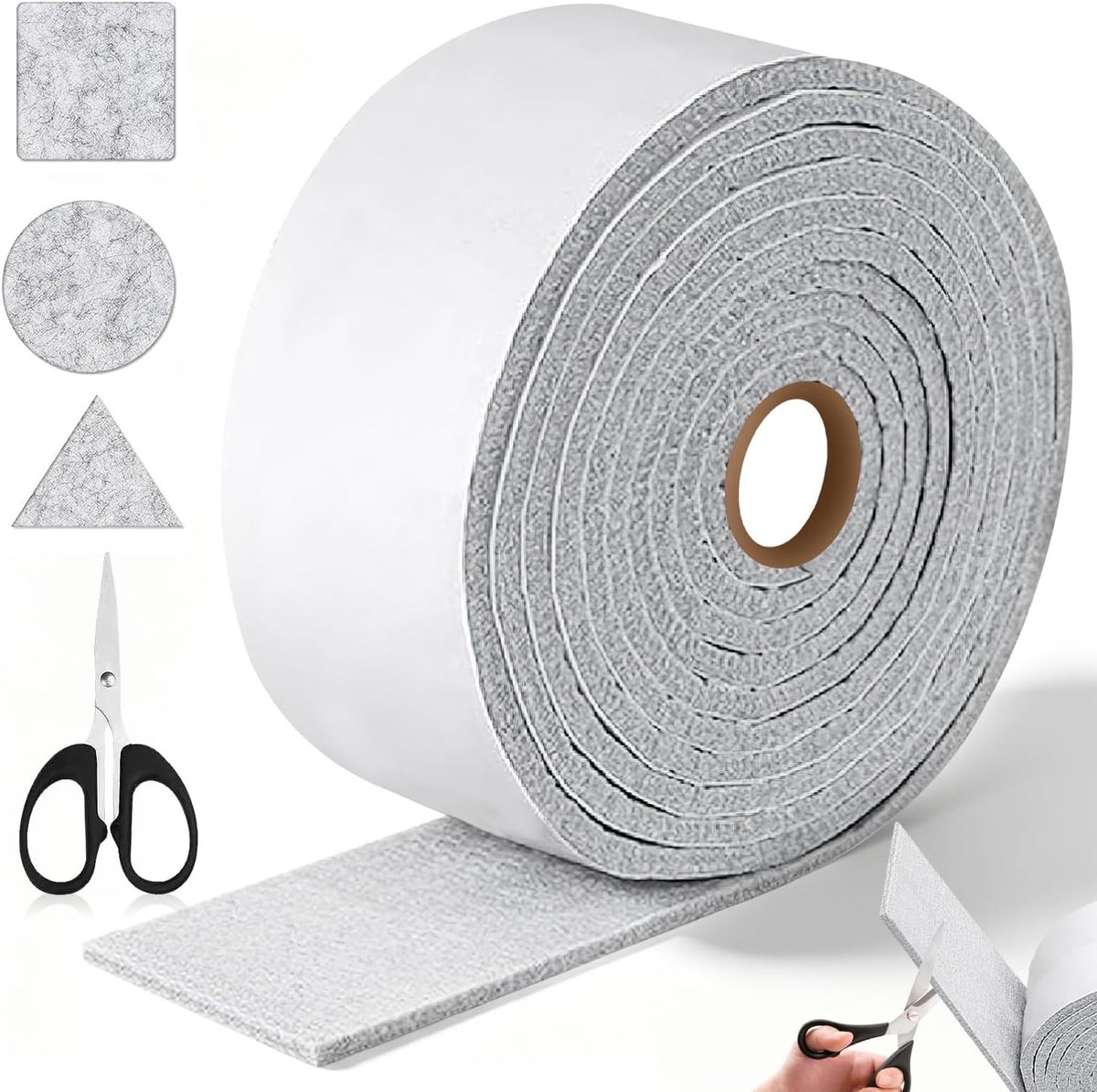 zelfklevend, isolatie van buizen, rol van vilt, zelfklevend, bescherming voor poten, buizen, deurafdichting, ramen, meubels, geluidsreductie (grijs, 5 cm x 5 m)