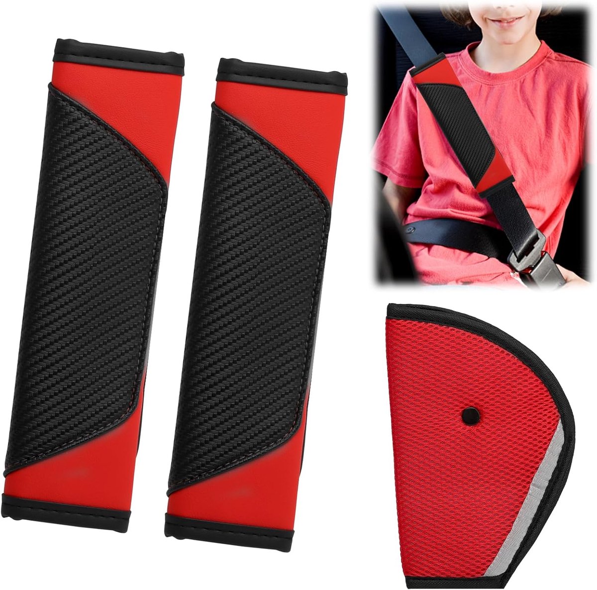 2 stuks gordelkussens voor volwassenen en 1 stuk gordelkussen voor kinderen, gordelbeschermer voor kinderen, veiligheidsgordelbescherming voor kinderen, veilig en comfortabel voor