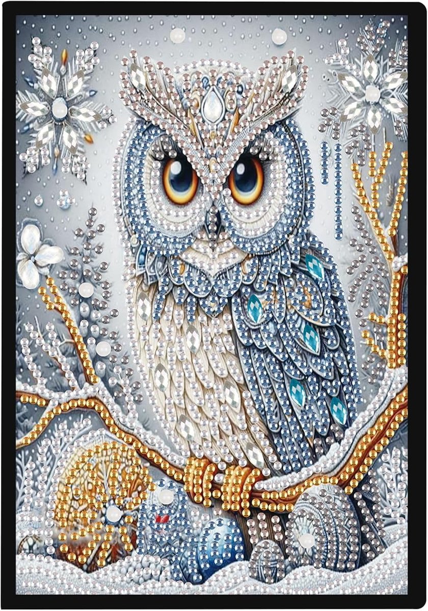 Kerstmis Diamond Painting Notitieboek Uil Diamant Schilderij Notebook Wit Blad Kerst Diamant Borduurwerk Notitieboek DIY Volwassen Notebook Borduurwerk Notebook Kruissteek Dagboek