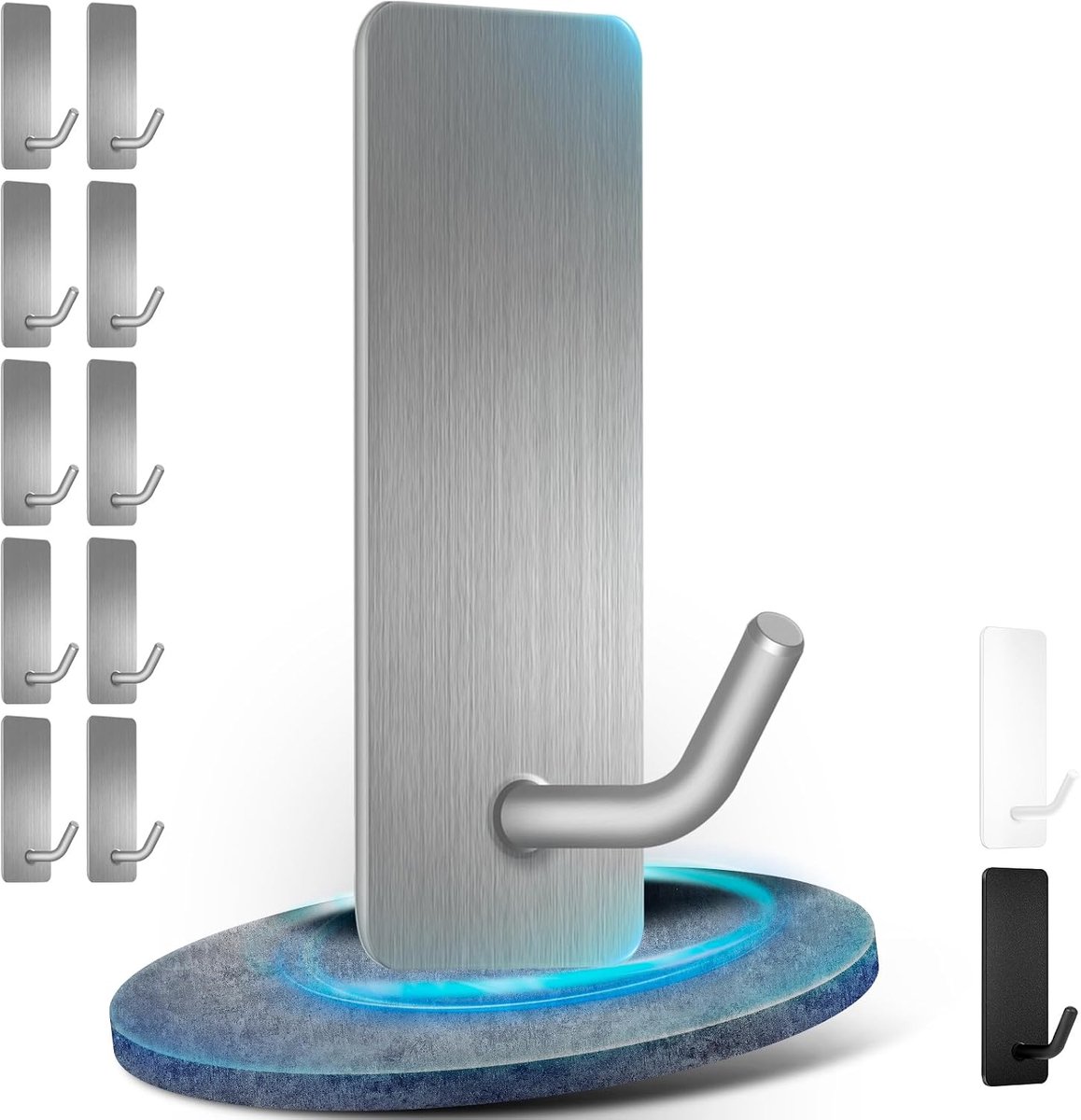 handdoekhaken zonder boren, 10-delig pak, 304 roestvrij stalen zelfklevende haken, extra sterke kleefhaken, geschikt voor grote items, zelfklevende wandhaken voor badkamer, toilet en