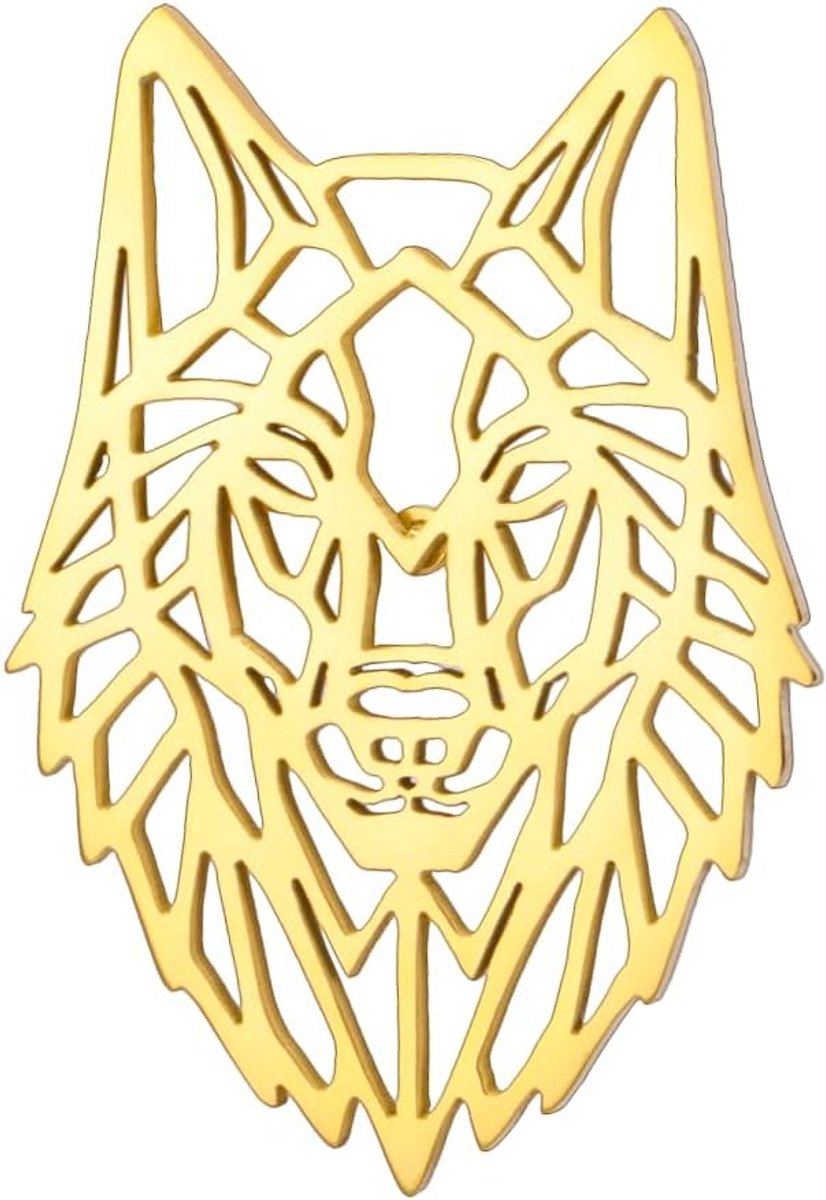 Roestvrij stalen wolfskop broche filigraan gotische broche sjaal jurk revers reversspeldjes voor mannen en vrouwen duurzaam unisex accessoire uniek cadeau