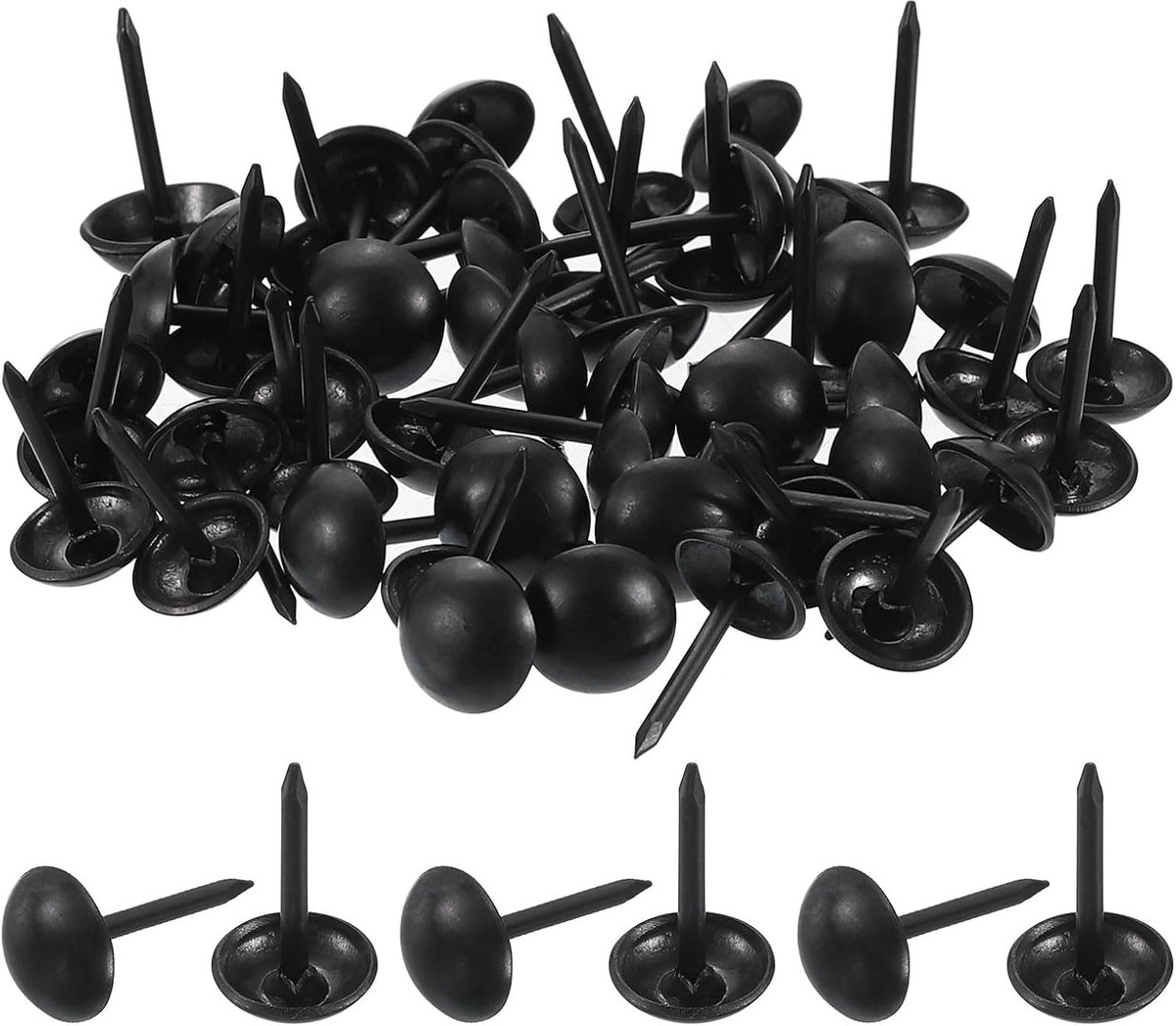 100 stuks wandtapijt, 7 x 13 mm, ronde kop, wandtapijt, pinnen, vintage, decoratieve spijkers voor meubels, voor stoelen, banken, bedden, doe-het-zelfproject, zwart