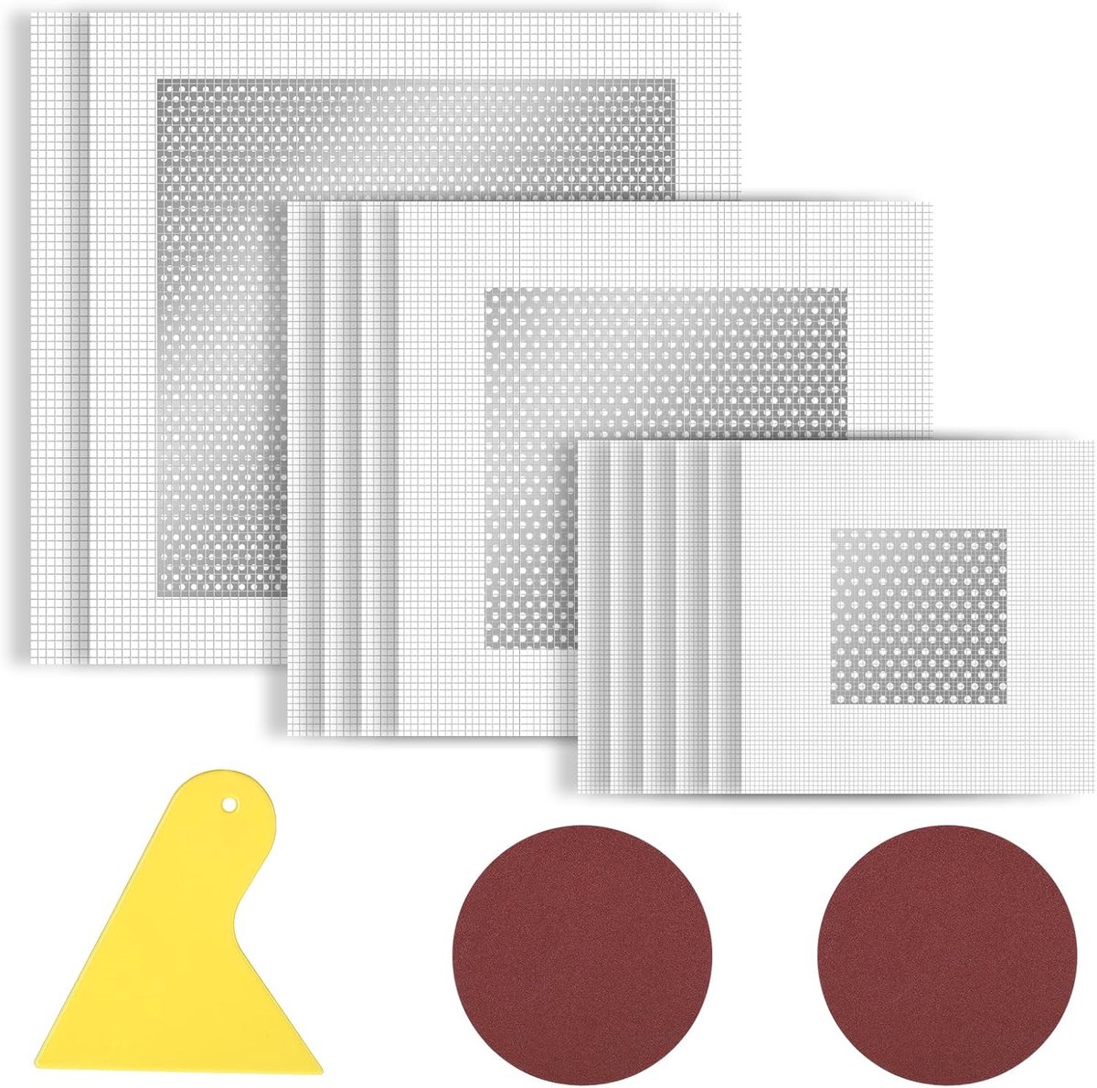 15 Pack gipsplaten reparatieset, aluminium muur reparatie patch kit 4/6/8 inch (10/15/20 cm) gipsplaten gat reparaties patch gips sheetrock reparaties patching kits met schraper en schuurpapier