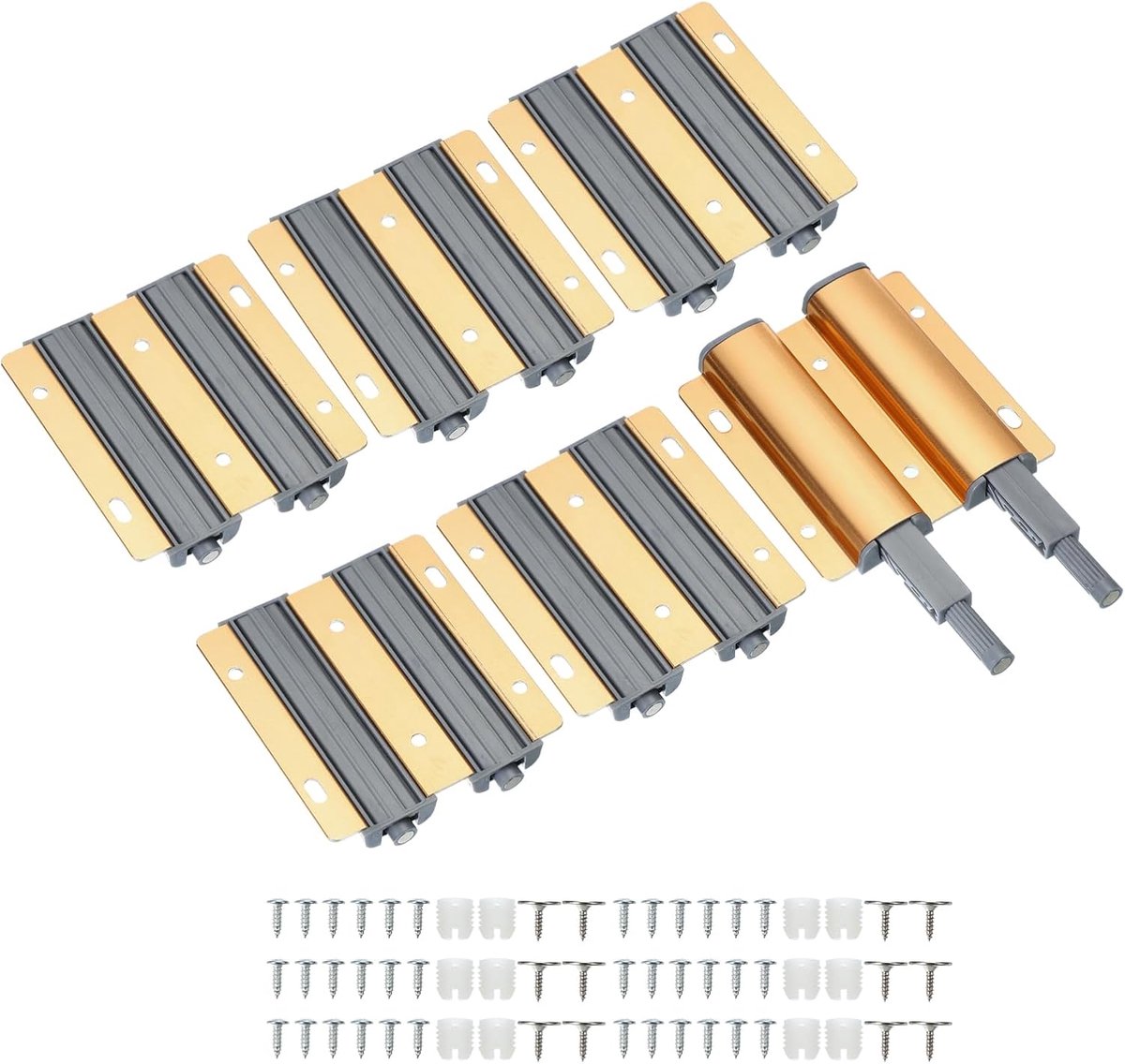 6 stuks dubbele magnetische druksluitingen, zinklegering drukopening deur druksluiting kast hardware voor kast lade deur drukactivering kast hardware, goud