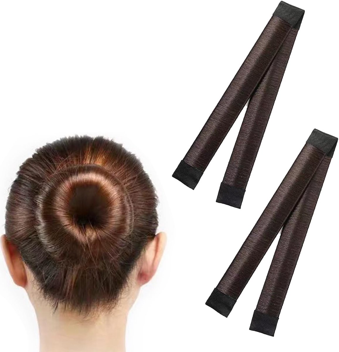 2 stuks haarknot Franse knotmakers voor haar Twist Fold Haardonuts voor knotten Easy Hair Donut Deft Haarknotmaker Haarknotaccessoires voor meisjes Vrouwen (donkerbruin)