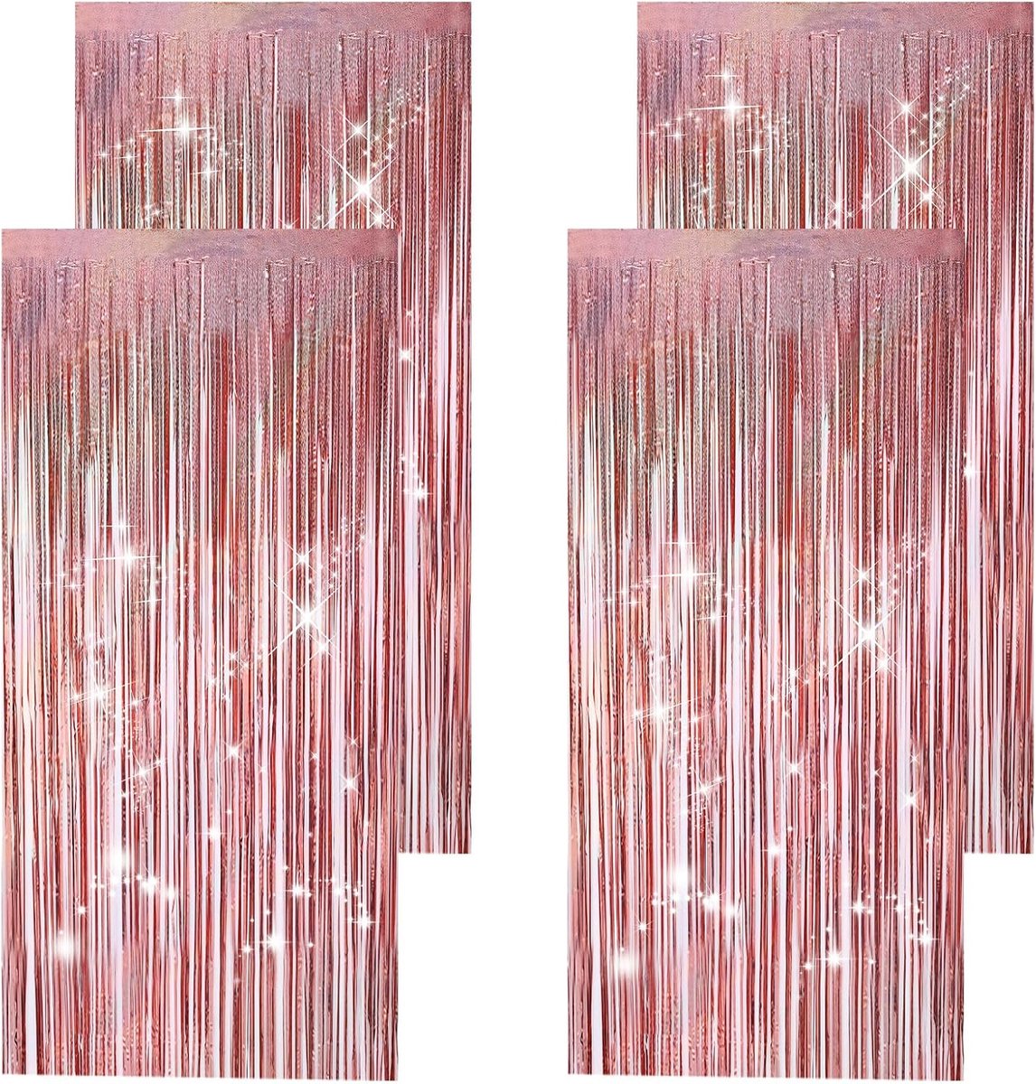 gordijnen, 4 stuks, roségouden glittergordijnen, lametta, voor vrijgezellendecoratie, kan worden gebruikt voor Bride To Be, foto-achtergrond, verjaardagsdecoratie, enz., 100 x 200 cm