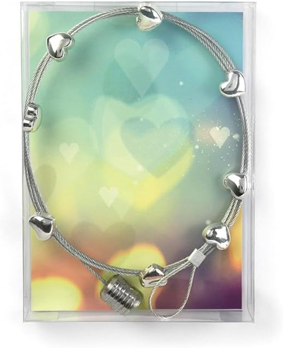150 cm met 8-delige set decoratieve magneten Sweetheart | hart-magneten kleurrijk, decoratief | fotolijn met harten voor foto's | magneetdecoratie als cadeau
