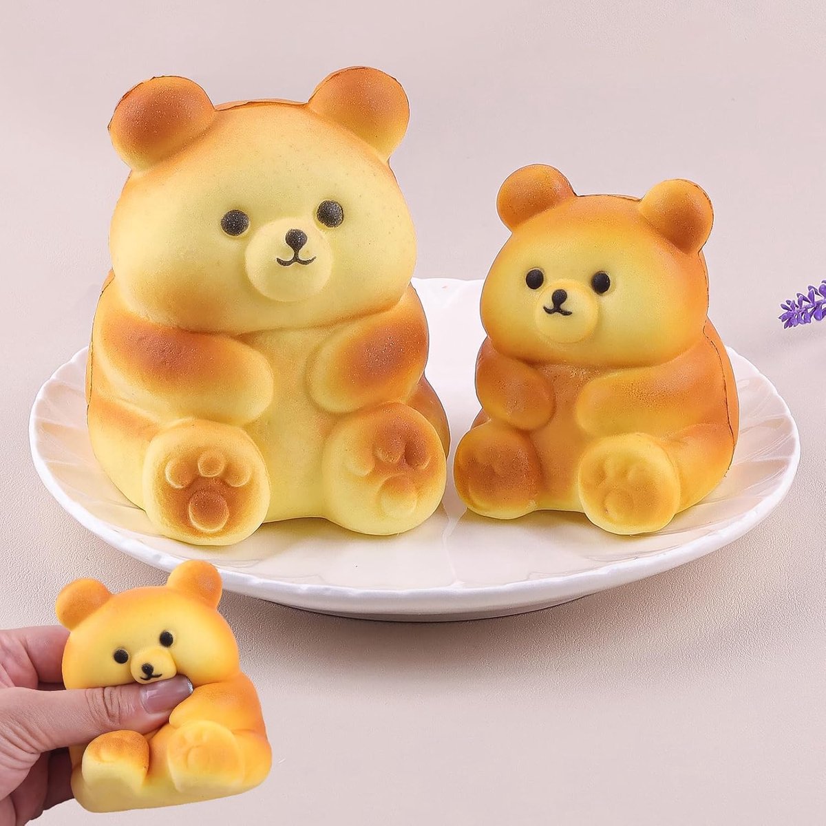2 stuks Squishies speelgoed voor kinderen, langzaam groeiende beer, schuim Squishys, jumbo, dieren, stress, schattige knijpspeelgoed