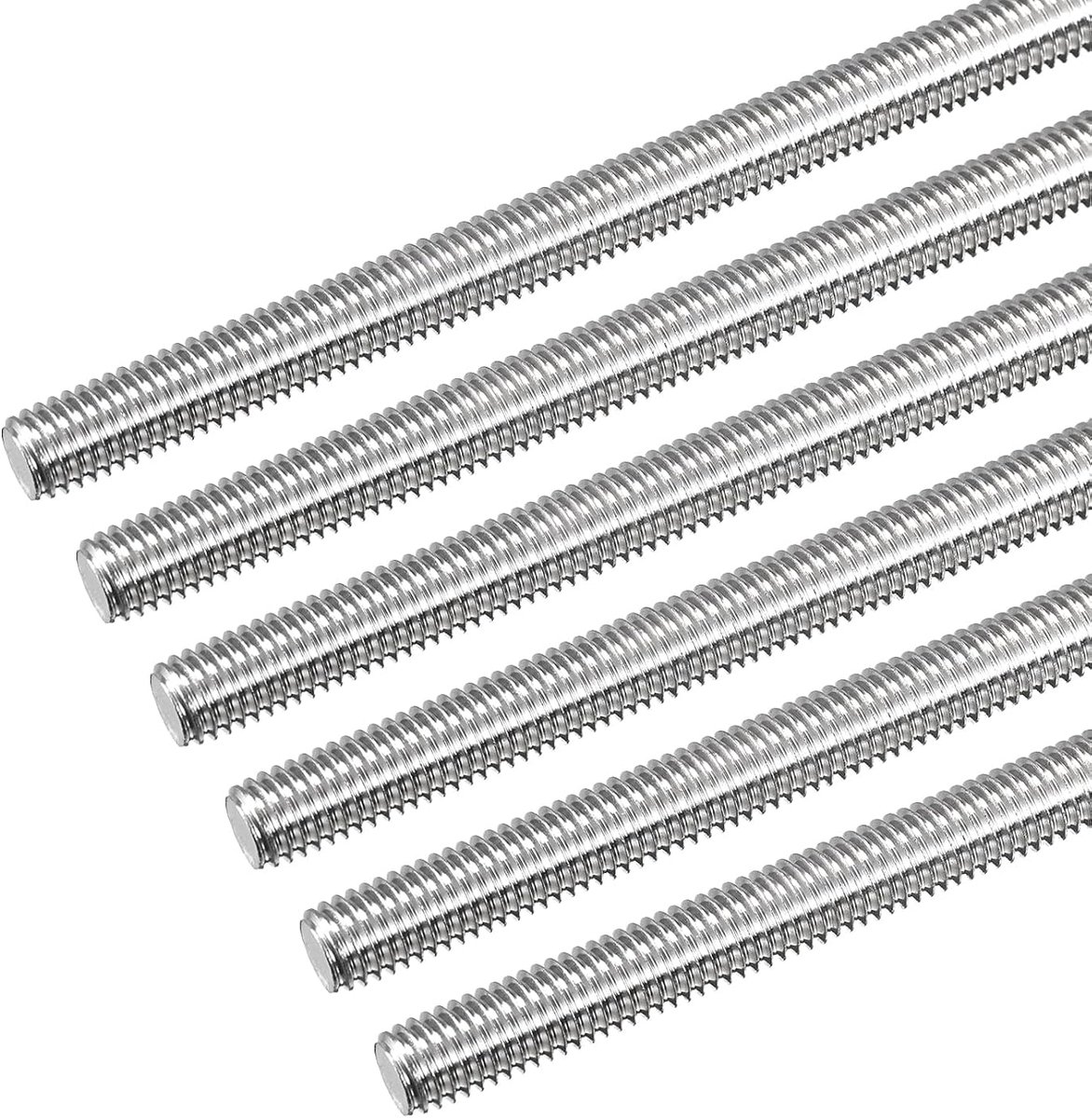 Draadstang M8 x 160 mm schroefdraadstang 1,25 mm van roestvrij staal 304 rechts schroefdraadstangen 6 stuks