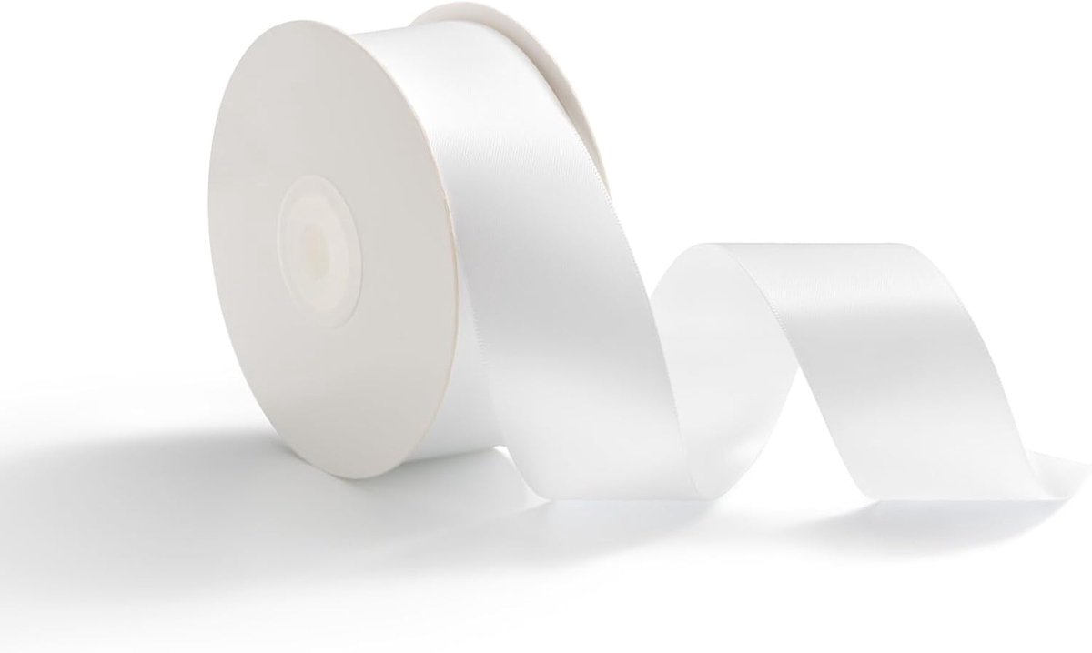 38 mm x 23 m cadeaulint, satijnen lint, decoratief lint, stoffen lint voor bruiloften, cadeauverpakking, knutsellinten, wit