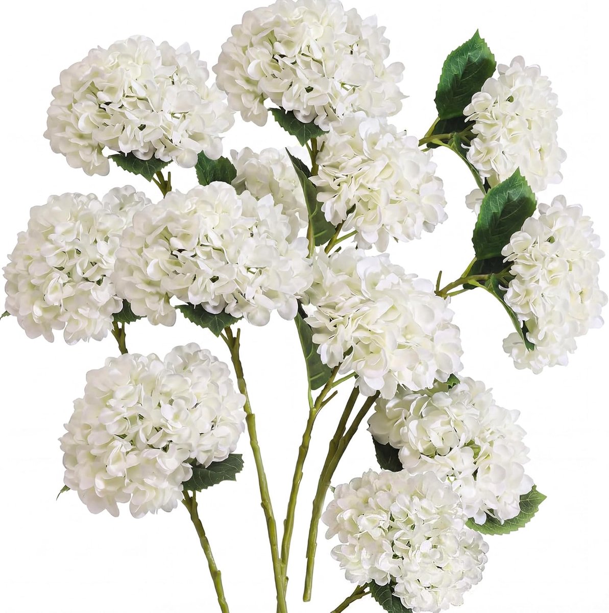 JOY 12 stuks 15,4 inch kunstmatige hortensia zijden bloemen boeket faux hortensia stengels voor bruiloft tafelmiddelpunten. Woondecoratie (wit, 12 stuks)