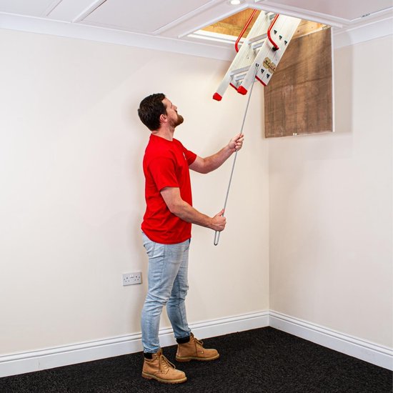 Aluminium Schuifladder - Schuifbare Zoldertrap met Leuning - D-vormige Sporten - Opbergstok - Vergrendelingen - Draagvermogen tot 150 kg (3-delige) — afbeelding 2