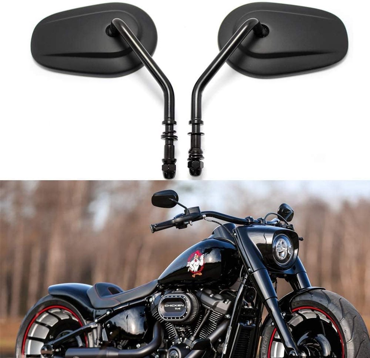 8 mm Zwarte motorfiets achteruitkijkspiegel zijstuurspiegel voor Sportster XL1200 883 48 Dyna Softail Fatboy Super Glide Street Glide Road Glide
