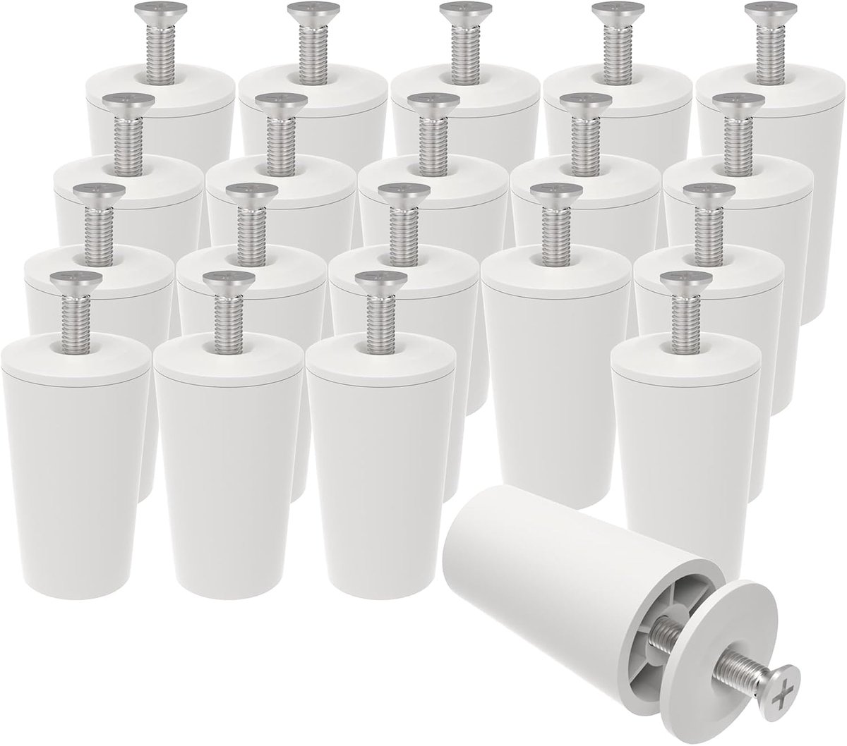 ipow 20 stuks rolluikaanslag, wit, 40 mm, aanslag voor eindmessen van rolluiken, jaloezieën, bufferstopper met schroef M5 x 40 en sluitring