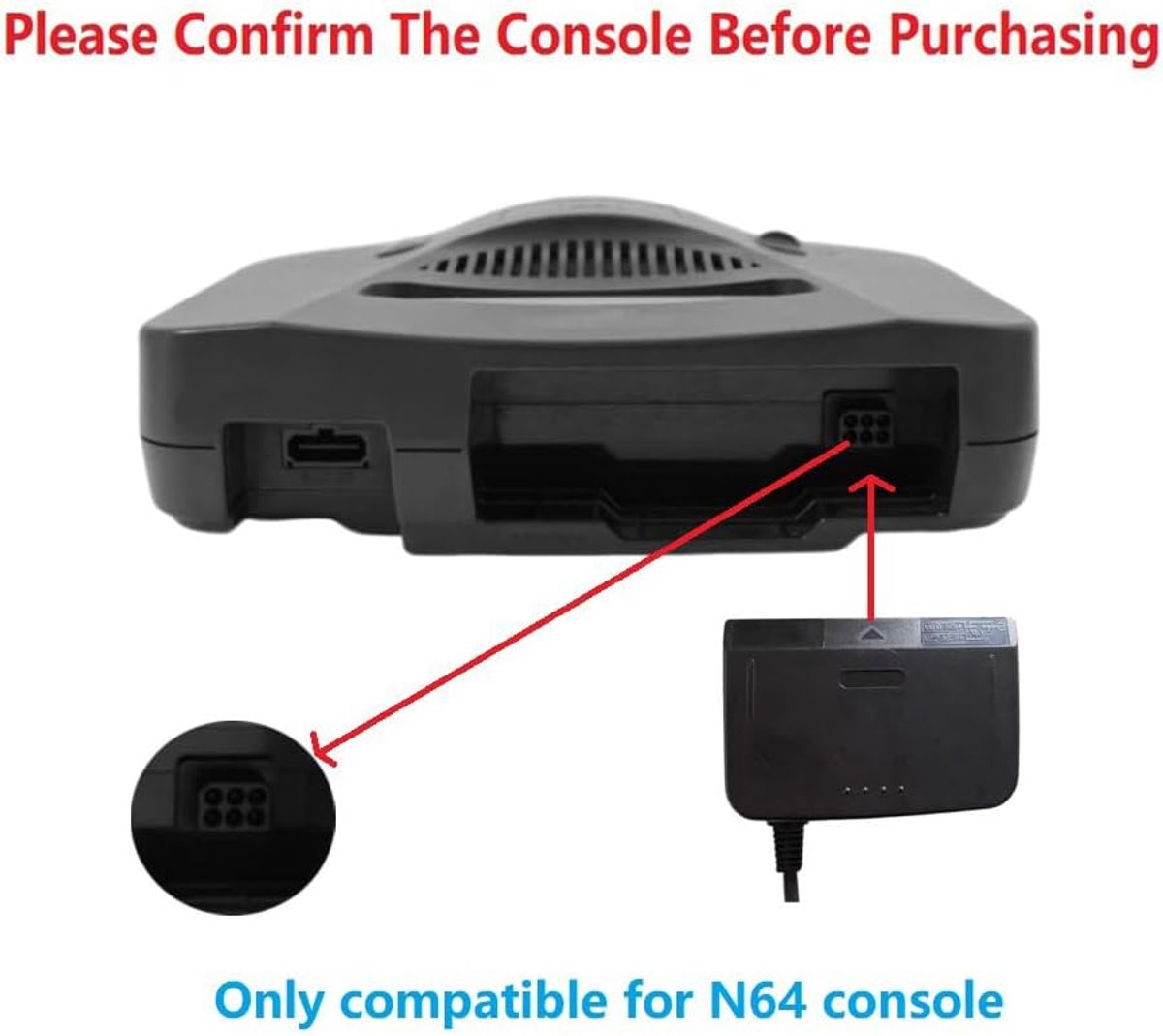 AC wandlader netsnoer voor N64 console