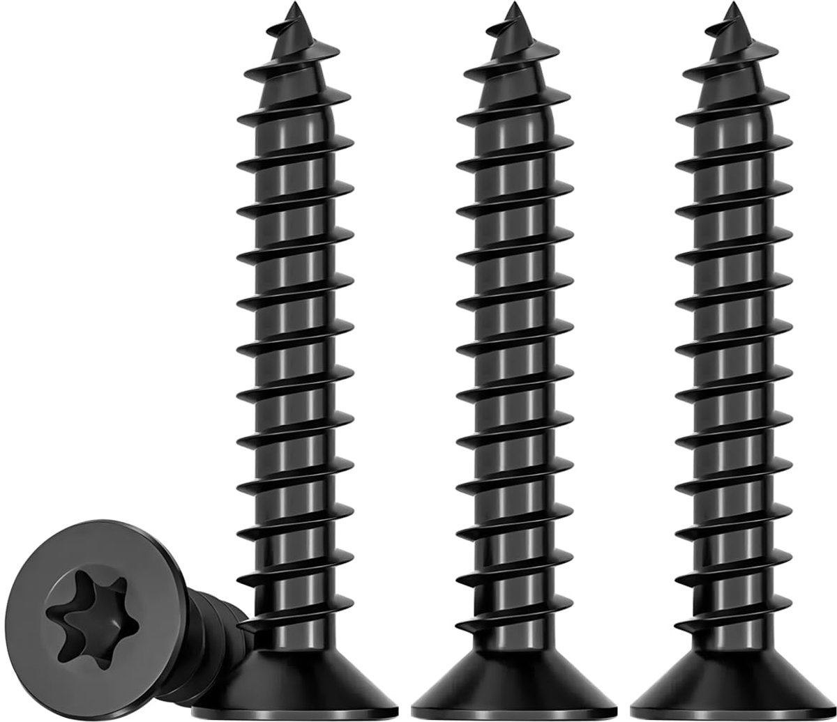 50 stuks M5 x 30 Torx-schroeven, zwart, 304 roestvrijstalen plaatschroeven, platte kop, doe-het-zelf houtbewerking van 304 roestvrij staal, volledige draad, houtbewerkingsbevestiging