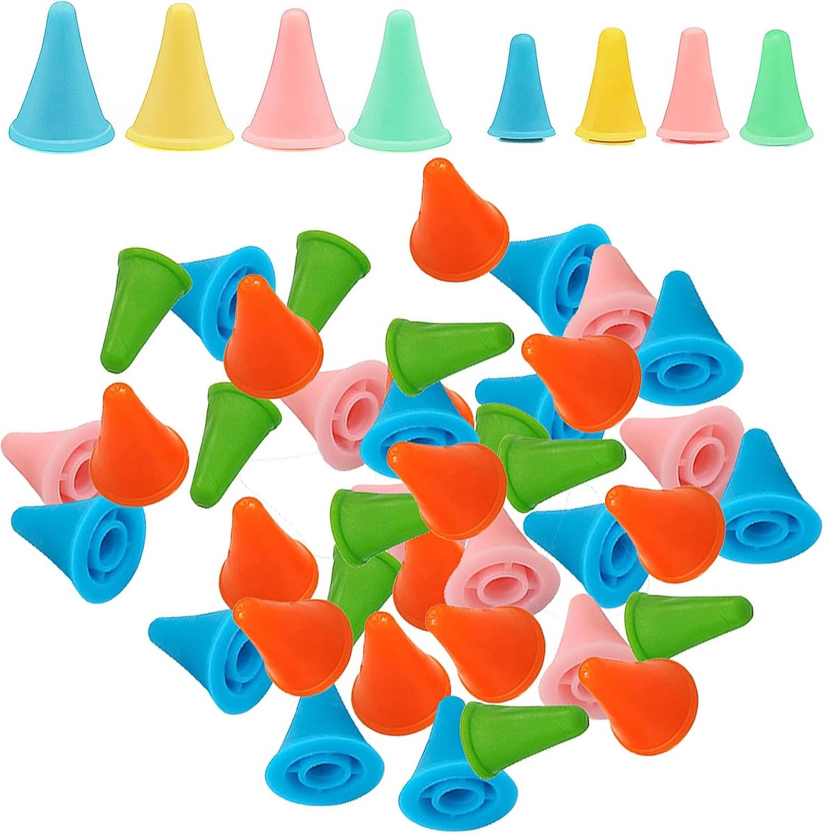 50 stuks kleurrijke breinaalden puntbescherming YUNYAN rubberen naaldstopper voor breinaalden breinaalden puntbeschermers naaldpuntenstopper voor breien accessoires 2 maten (willekeurige kleur)