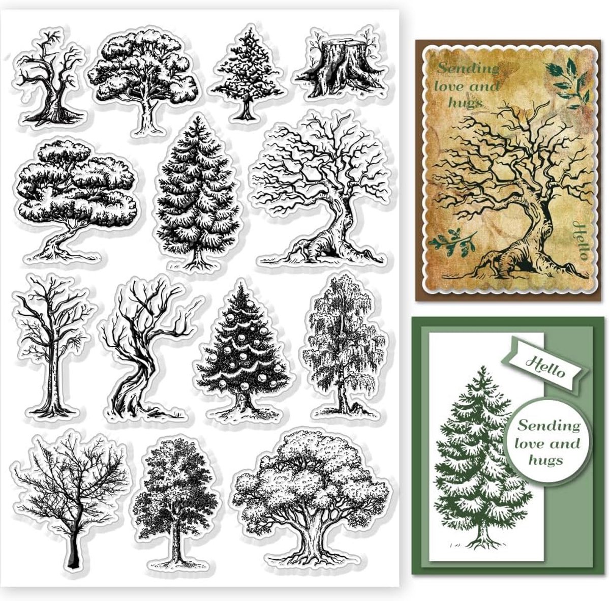 Nature Woods Trees Clear Stempels - Niet-gemonteerde rubberen stempel voor DIY Scrapbooking, Fotoalbum, Decoratieve Kaarten - 21 x 14,8 cm