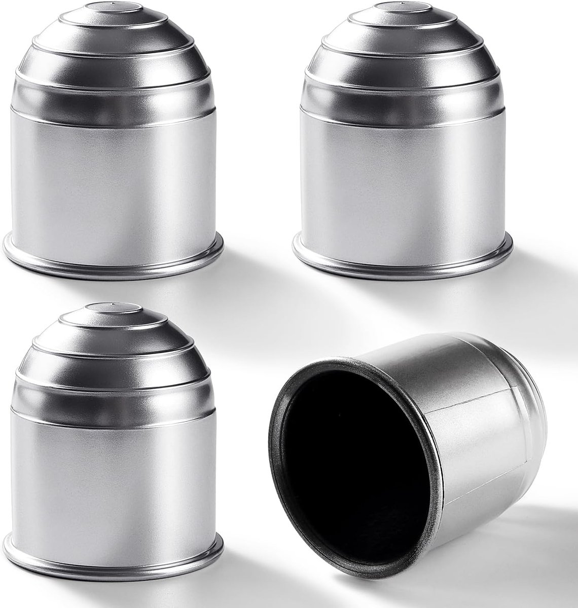 4 Stuks Kogelafdekking voor Trekhaak, 50 mm Trekhaak Beschermkap, Kogelafdekking voor Universele, dop Kunststof trekhaakafdekking, Kogelkopafdekking, Zilver