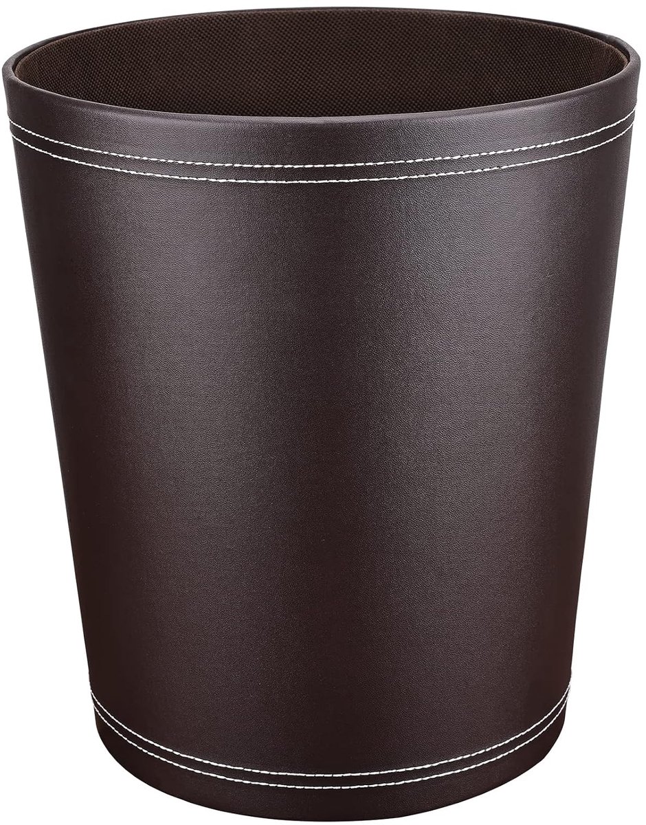 Bureauprullenbak van leer, zwart, modern design, voor keuken, badkamer, kantoor (bruin)