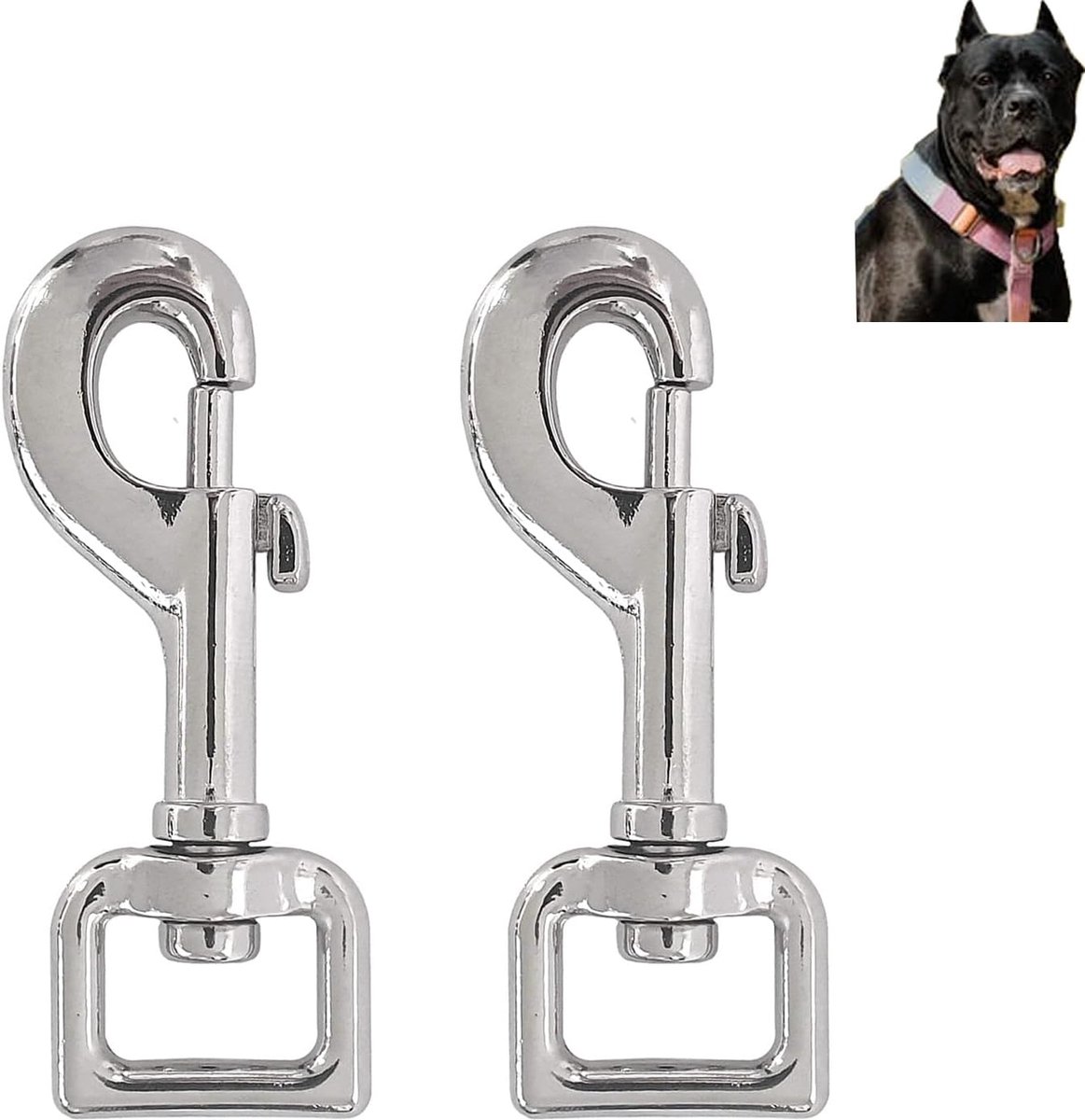 Haken voor kinderwagen voor honden, set van 2, zwaar staal, gebruik met paracord-hondenhalsband 550, haak met draaibare kop