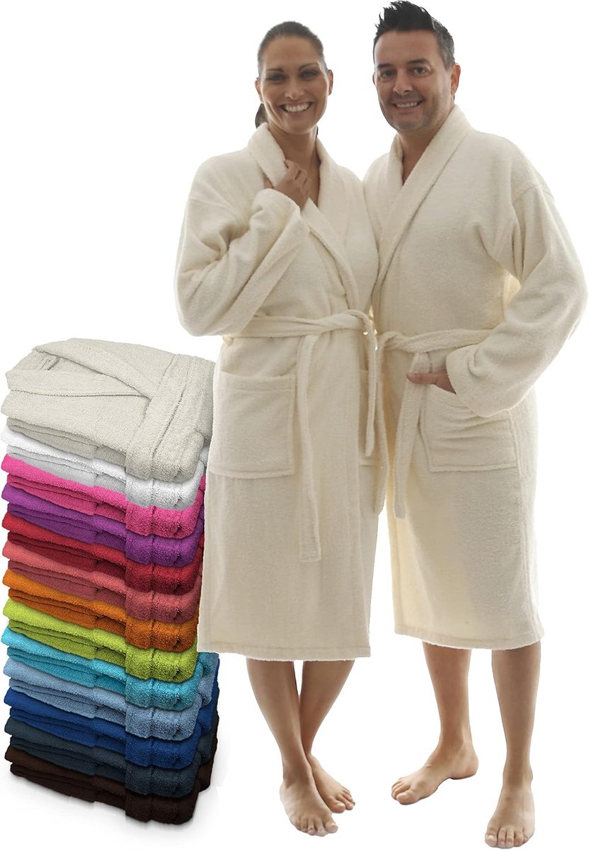 Uniseks badjas voor dames en heren, 100% Amerikaanse badstof, 400 g, met riem, tassen, douche, zachte ochtendjas, handdoek
