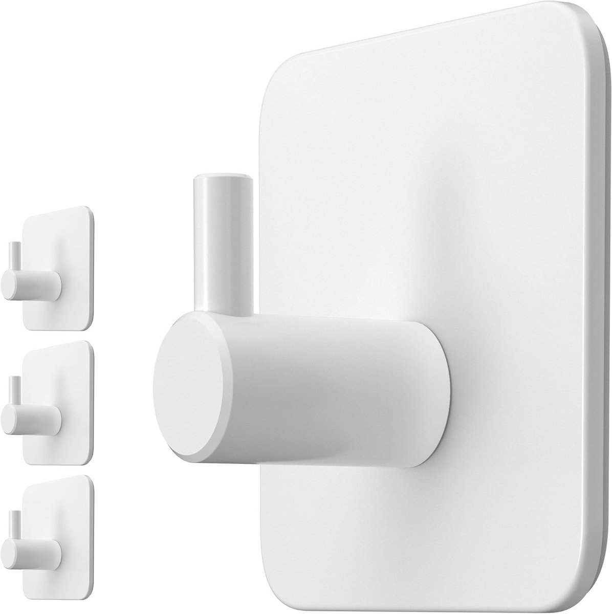 Handdoekhouder zonder boren, set van 4 haken, wit – Waterdichte zelfklevende haken, roestvrij staal handdoekhaken voor badkamer, hoogwaardige zelfklevende haken, badkamer handdoekhouder met hoge