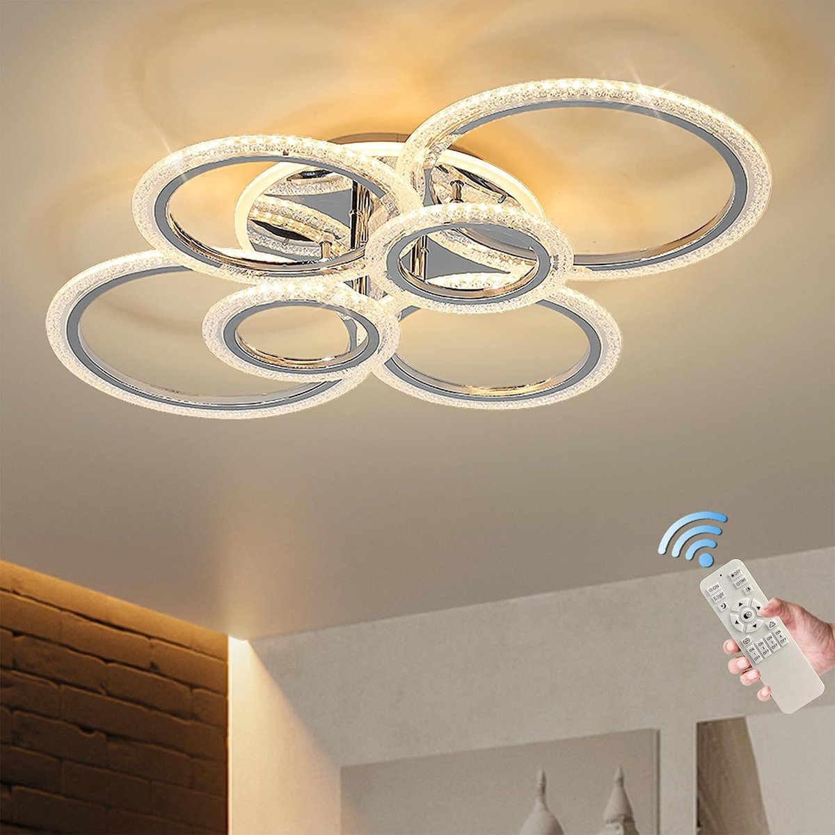 Modern Close Plafondlamp, 76W dimbare LED, chroom afwerking, 36x55,88x11cm, geschikt voor keuken, woonkamer, slaapkamer