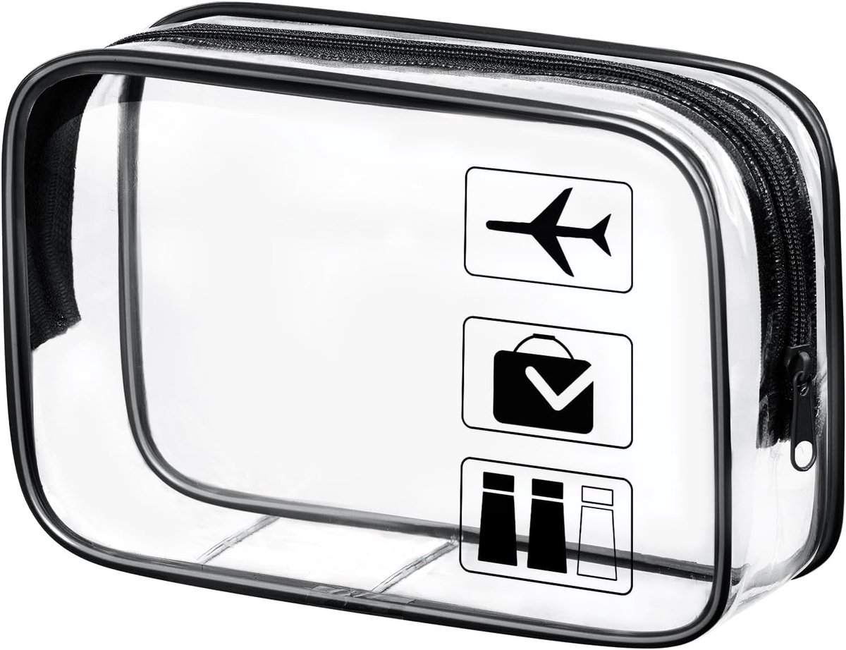 Thijox - Transparante Toilettas Set van 3 - Waterdichte PVC Reistas voor Handbagage - Ideaal voor Cosmetica, Make-up, Vakantie, Douane Goedkeuring - G