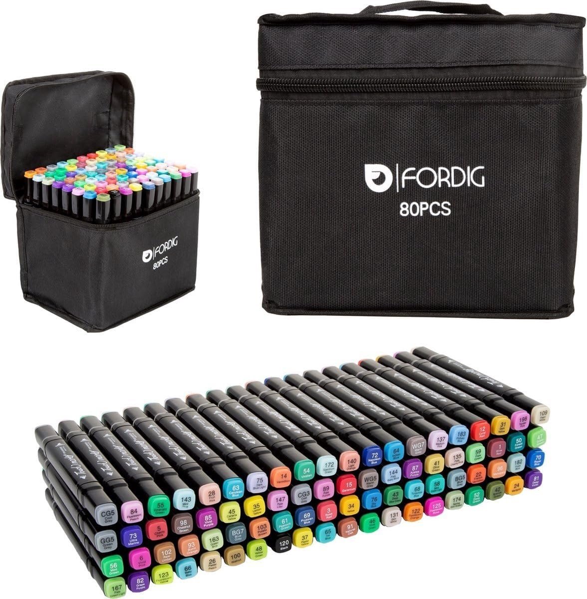 Thijox - Twinmarker Set 80 Stuks - Inclusief Opbergtas - Dual Alcohol Markers voor Volwassenen en Kinderen - Dikke Markeerstiften voor Creatief Kleurp