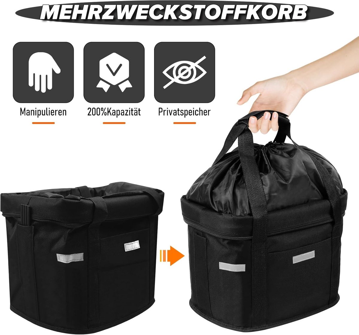 SnelShoppen - Opvouwbare Fietstas voor Honden, 600D Waterdicht, 33x24x23 cm, Handvat en Adapter, Ideaal voor Fietsen, Wandelen, en Boodschappen
