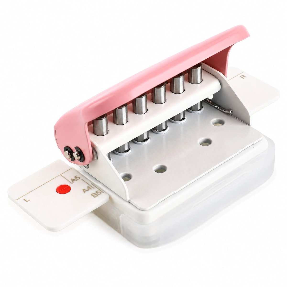 Perforator voor A4, B5 en A5 papier - 26, 30 en 20 gaten - Handmatige ponsmachine in roze, stevig en duurzaam