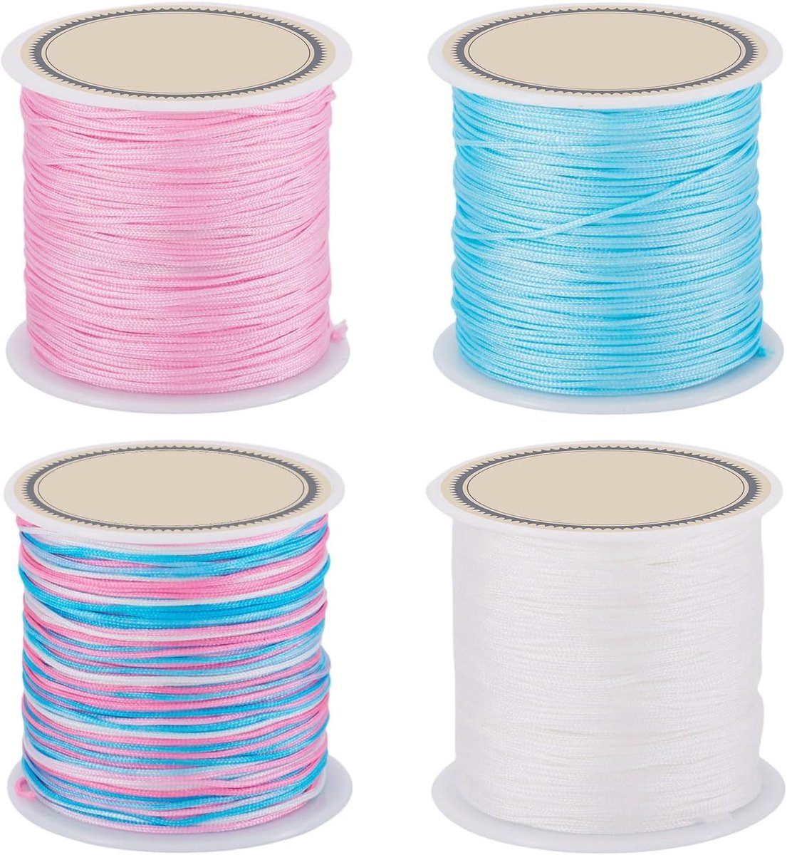 4 Rollen Nylon Draad - Kleurrijke Gevlochten Touwen voor Macramé, Sieraden maken en Breien - Ideaal voor Kledingdecoratie en Creatieve Projecten
