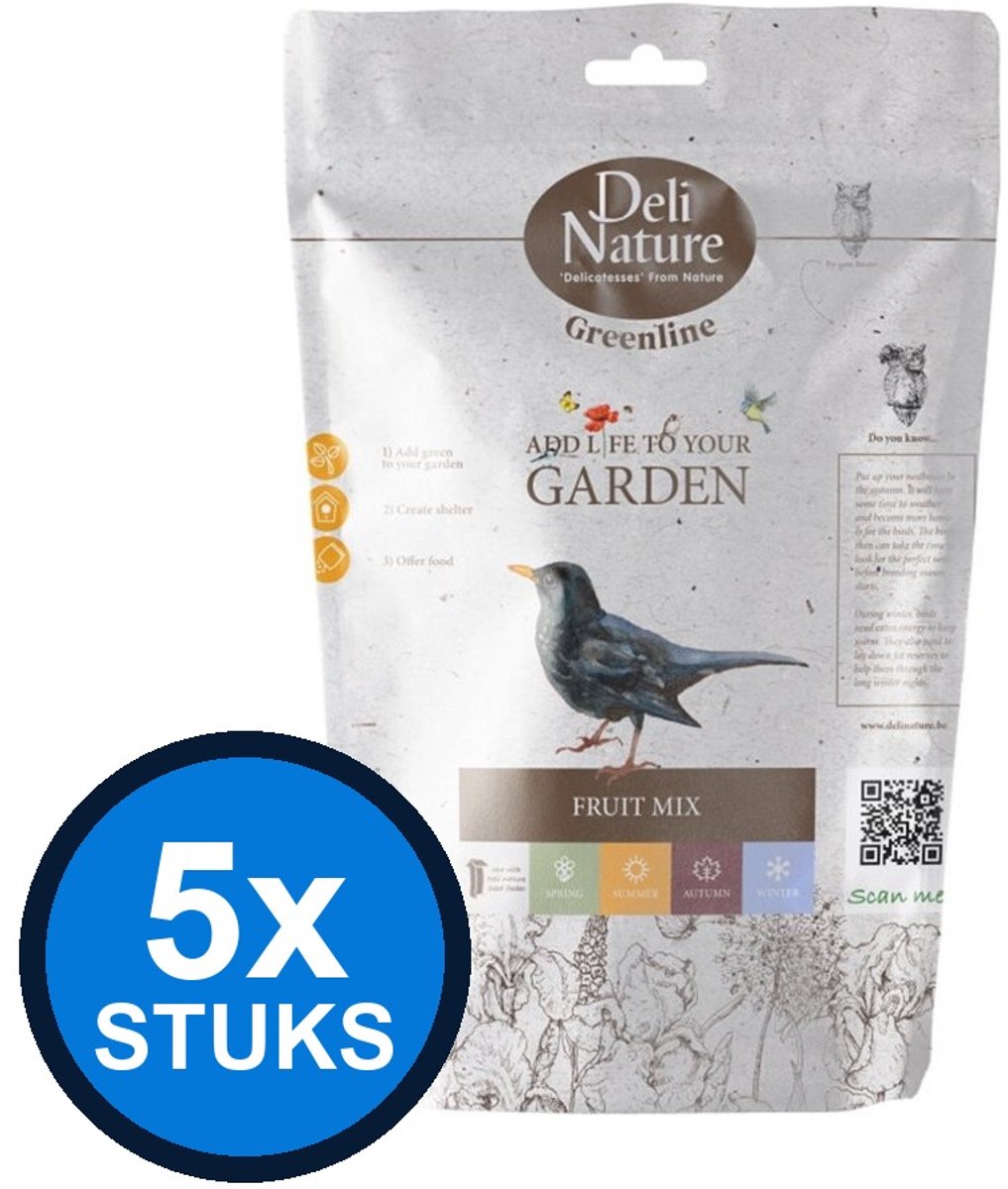 5x Deli Nature - Greenline fruit mix 700gr - Vogelvoer - 700 g