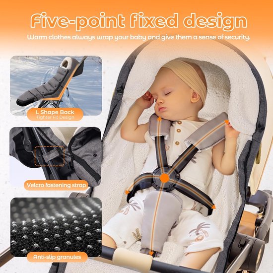 Thijox - Universele Kinderwagenzak Thermo-Vootenzak voor Baby's, Verlengbaar, Antislip, Winddicht, Waterdicht, Grijs, Perfect voor Winterse Wandeling — afbeelding 2