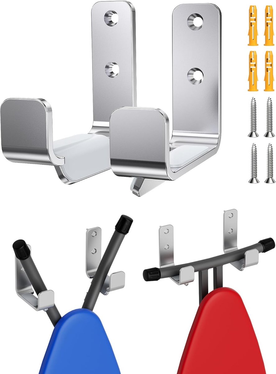 Thijox - Strijkplank Muur Haak - Moderne Wandmontage Strijkplank Hanger - Roestvrij Staal, Zilver - Ruimtebesparende Opknoping voor Wasruimtes - Duurz