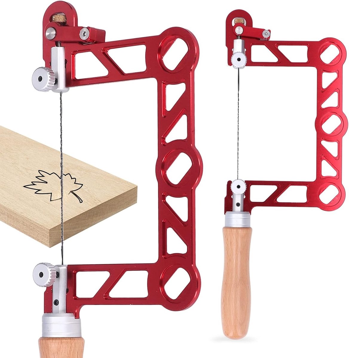 Verstelbaar U-vormig zaagframe voor miniatuurjuwelen, handzaag voor houtbewerking en metaalbewerking, inclusief inbussleutel en accessoires (5 inch)