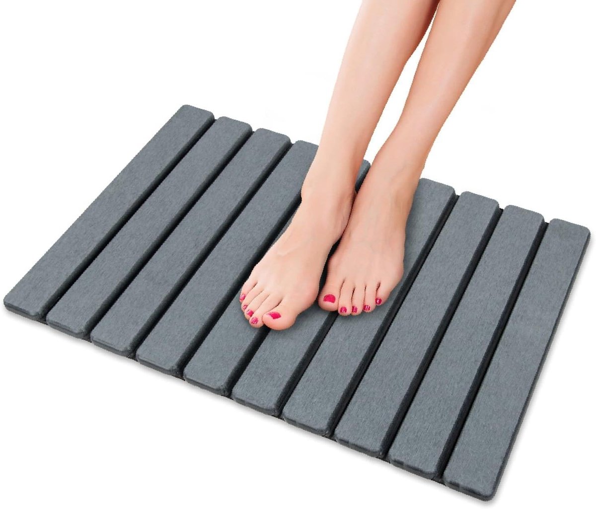 SnelShoppen - Badmat Steen, Opvouwbare Natuurlijke Diatomiet Aard Non-Slip Badmat, Sneldrogend, Super Absorberend, 60 * 39cm Douche Vloermat voor Badk