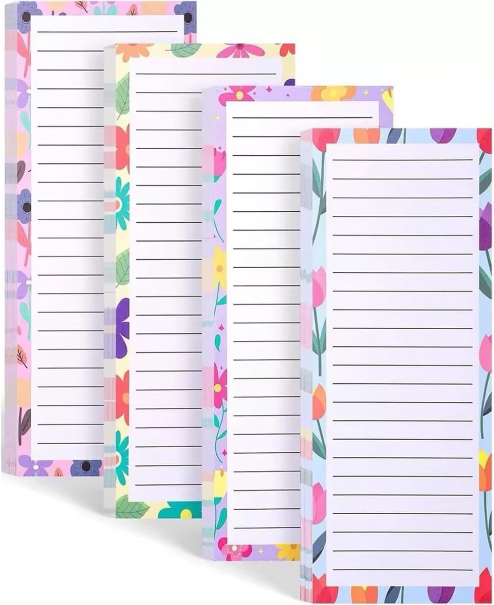 SnelShoppen - Set van 4 Magnetische Notitieblokken, 50 Vel per Blok, Voor Winkellijsten, To-Do Lijsten, Keukenaccessoires, Magnetisch voor Koelkast, B